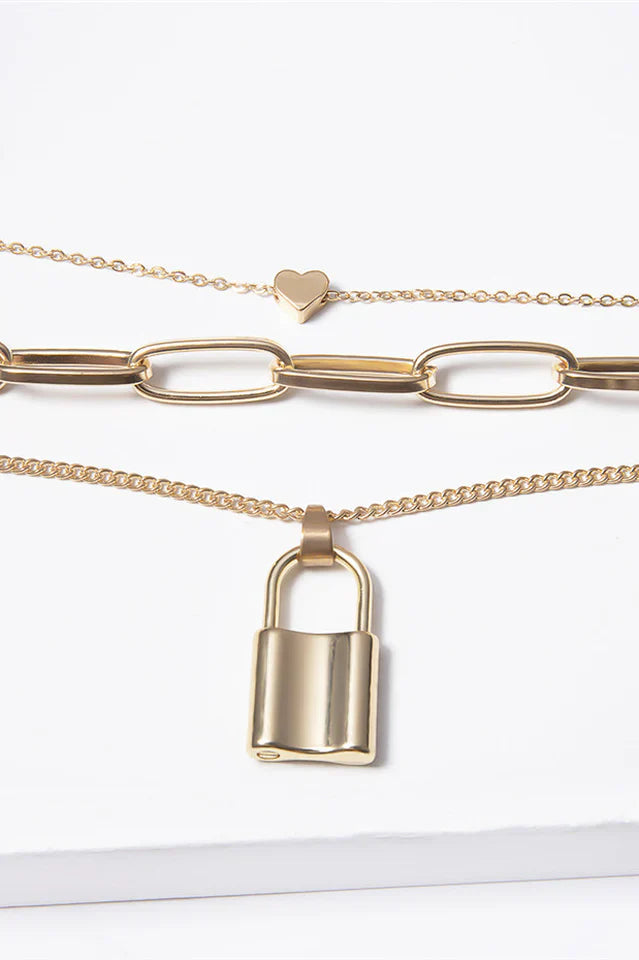 Lock Pendant Link Chain Necklace