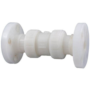 (Nibco Part#: ME802A6) F66BC-V - Ball Check Valve - Flanged, True Union, Kynar Natural PVDF Schedule 80, FKM - Flow Control Products