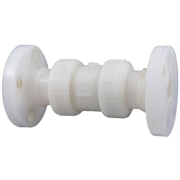 (Nibco Part#: ME802A6) F66BC-V - Ball Check Valve - Flanged, True Union, Kynar Natural PVDF Schedule 80, FKM - Flow Control Products