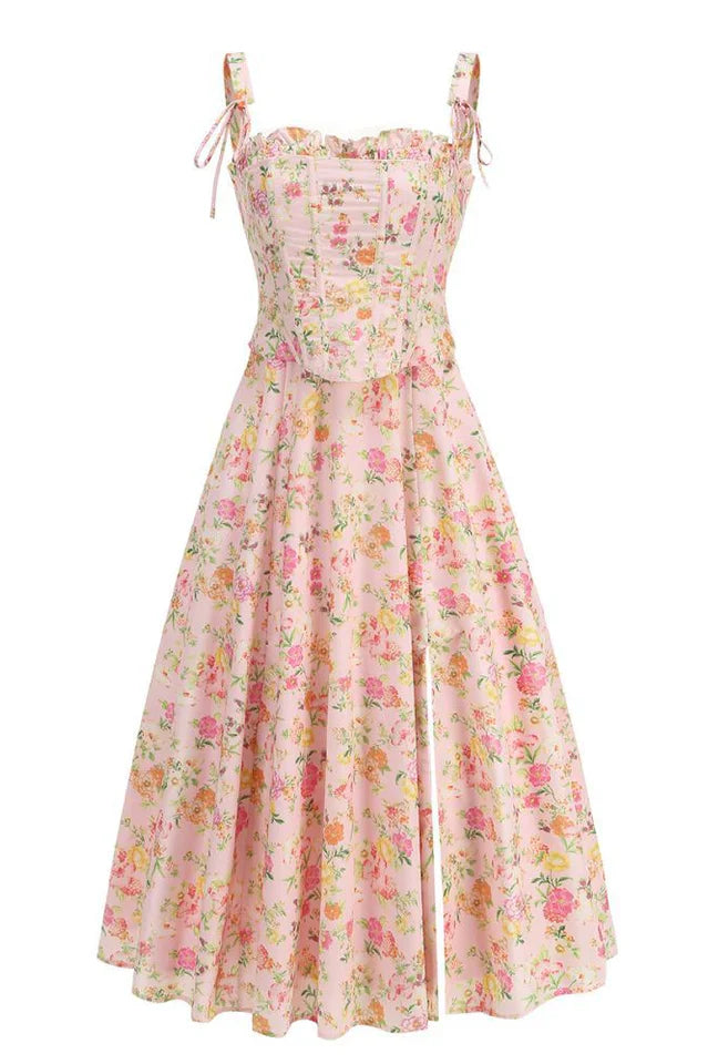 Clarabelle Pink Meadow Print Cotton Sundress