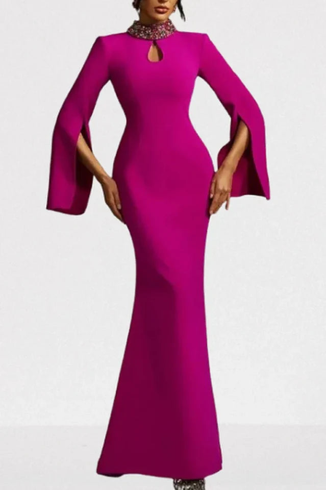 Laksha Cape Sleeve Cutout Maxi Dress