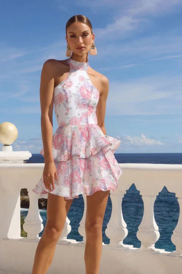 Marissa Oversized Bow Tiered Mini Dress