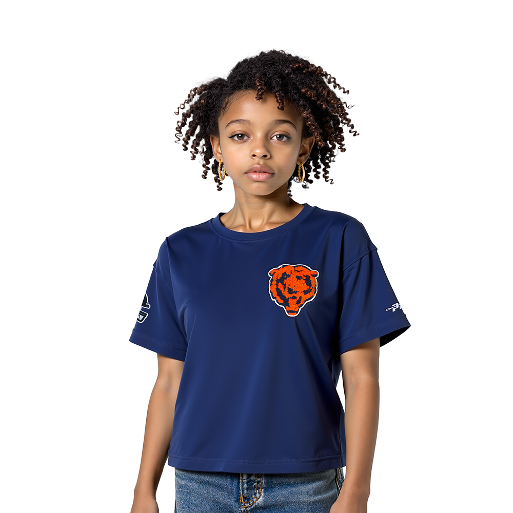 NFL CHICAGO BEARS CLASSIC LITTLE GIRLS SHORT SLEEVE BOXY TEE (MIDNIGHT NAVY)