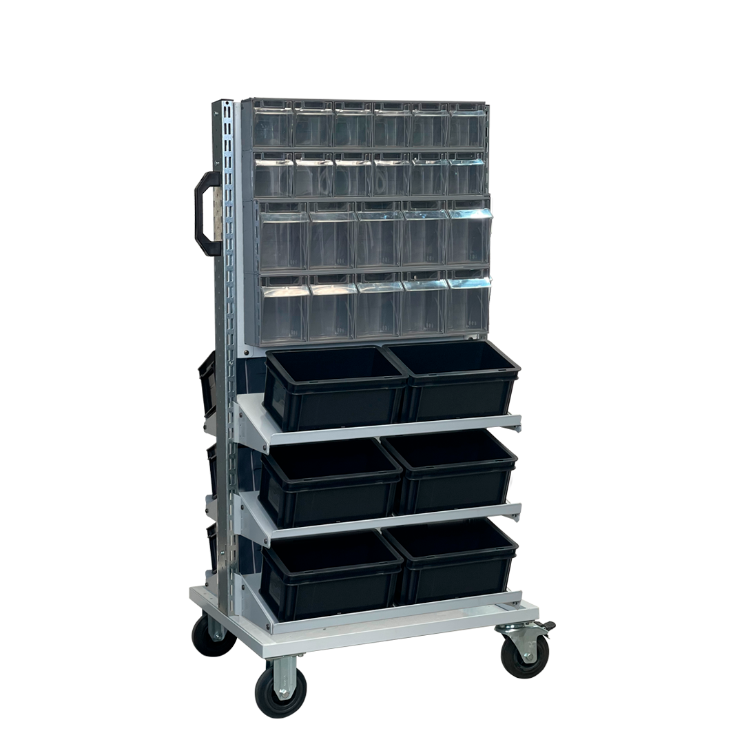 Industrial Picking Cart With Tilt Bins, Tip Out Bins and High Capacity Wheels - FLBB0735352