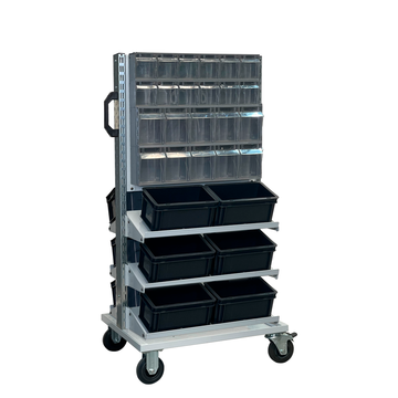 Industrial Picking Cart With Tilt Bins, Tip Out Bins and High Capacity Wheels - FLBB0735352