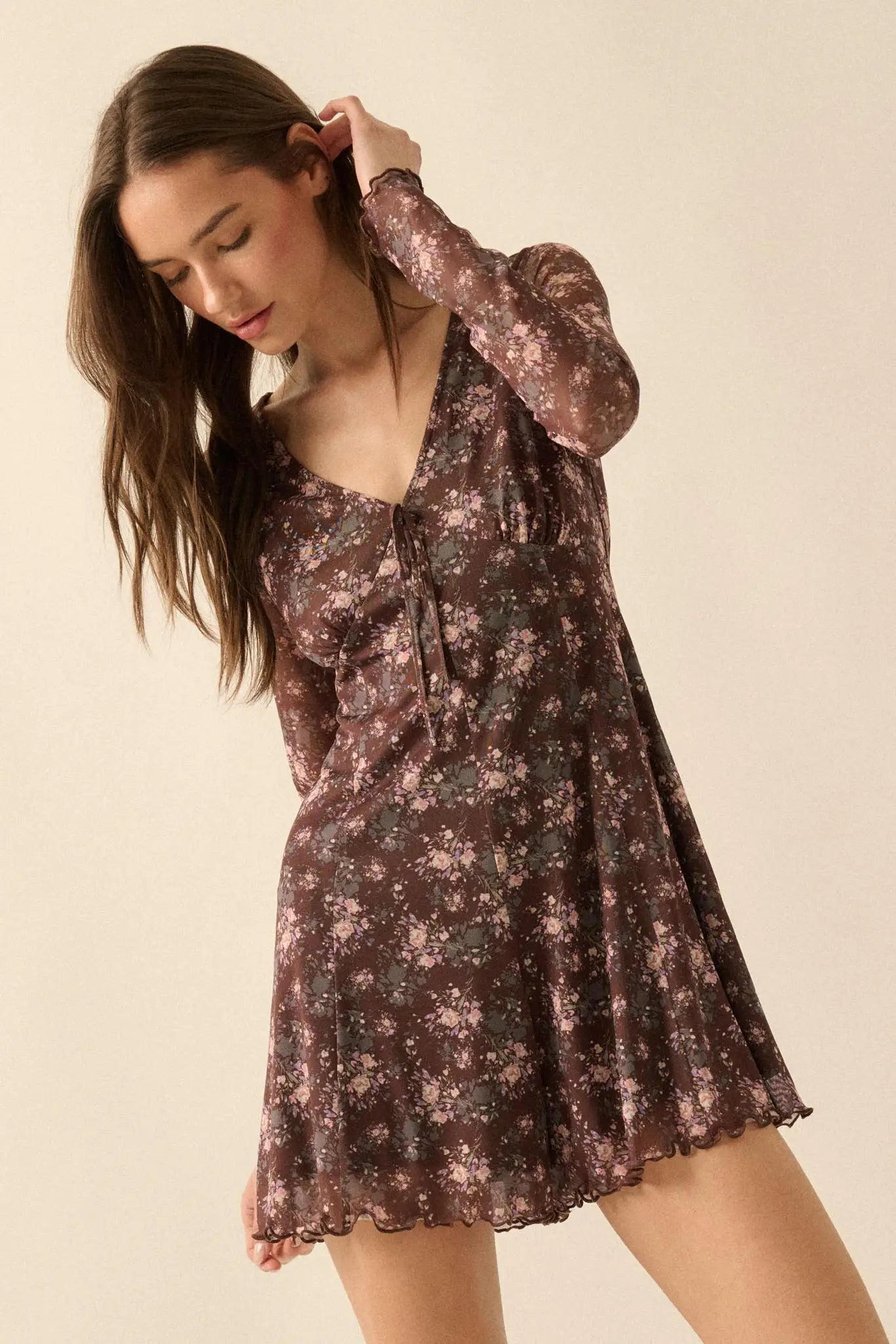 Flowering Fields Floral-Print Mesh V-Neck Romper - ShopPromesa