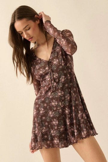 Flowering Fields Floral-Print Mesh V-Neck Romper - ShopPromesa