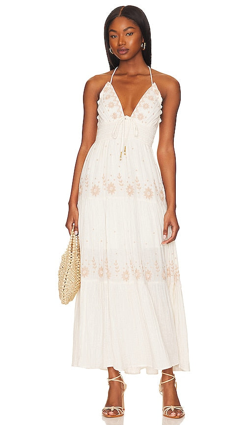 Free People Real Love Maxi Dress in Ivory Combo