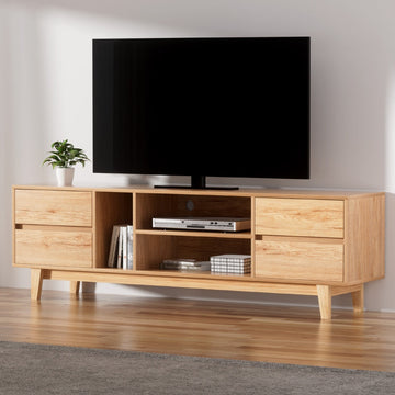Asa Entertainment Unit TV Cabinet 180cm with 4 Drawers and Shelves - Pine