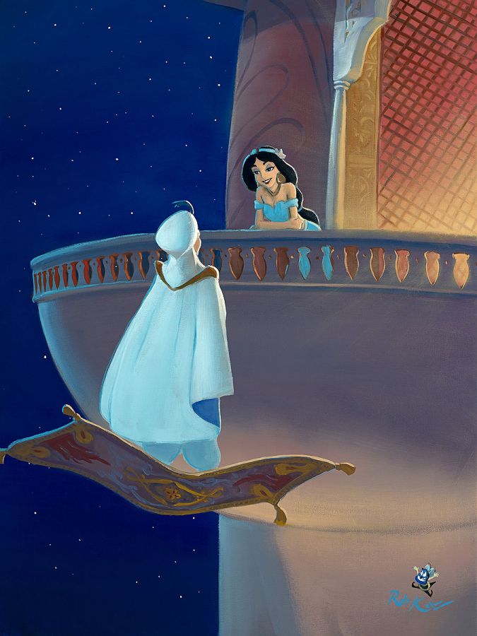 Aladdin Jasmine Magic Carpet Ride Genie Bumble Bee Yourself Disney Fine Art Giclée on Canvas by Rob Kaz