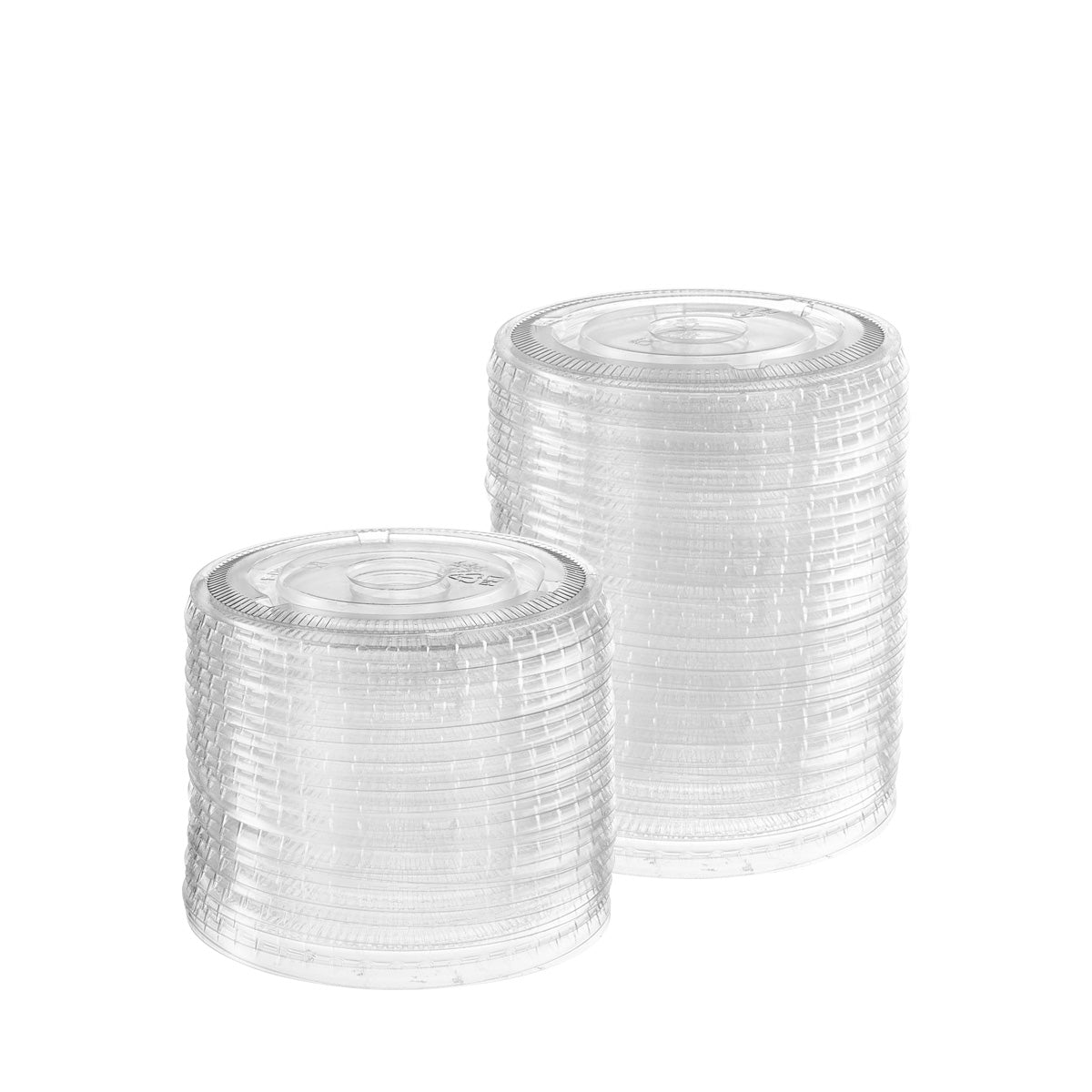 [100 Count] Crystal Clear 98mm No hole Flat PET Plastic Lids for 12, 16, 20 & 24 oz. Milkshake Cups - Comfy Package