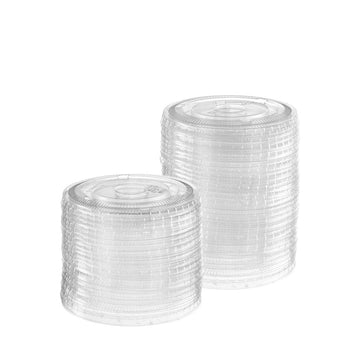 [100 Count] Crystal Clear 98mm No hole Flat PET Plastic Lids for 12, 16, 20 & 24 oz. Milkshake Cups - Comfy Package