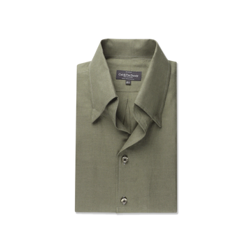 One Piece Collar Shirt in Green Linen