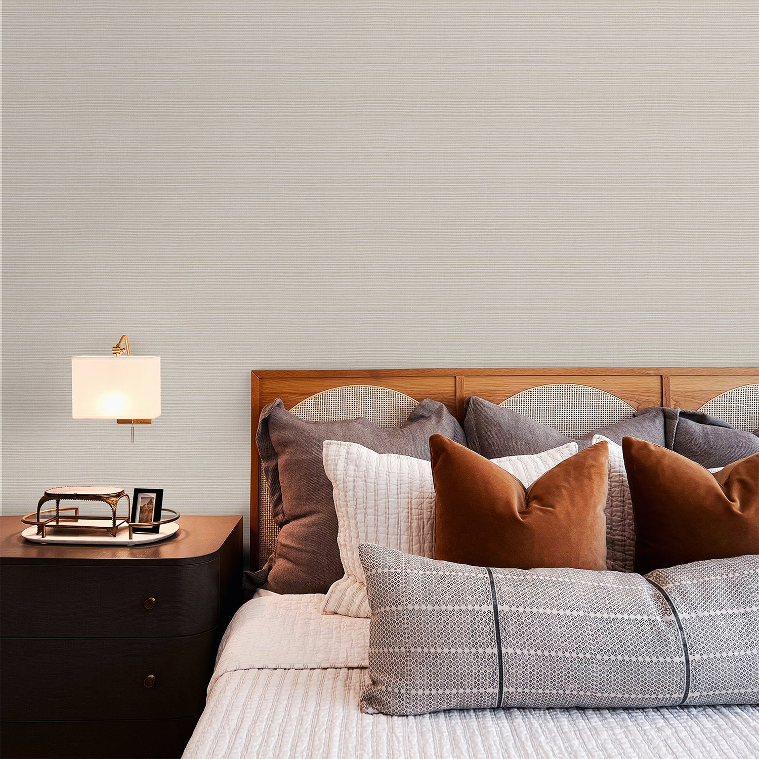 Fog Grey Grasscloth Wallpaper