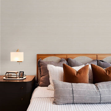 Fog Grey Grasscloth Wallpaper