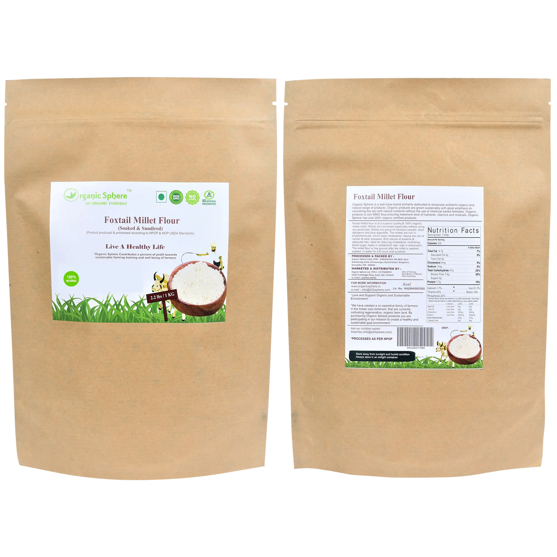 Fresh Soaked, sundried Foxtail Millet Flour Organic Sphere LLC