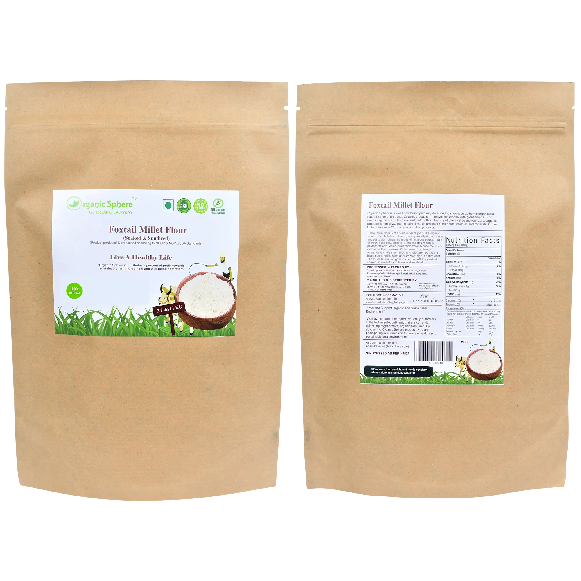 Fresh Soaked, sundried Foxtail Millet Flour Organic Sphere LLC