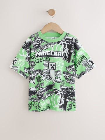 Lime Green All Over Print Single Minecraft T-Shirt (3-16yrs)