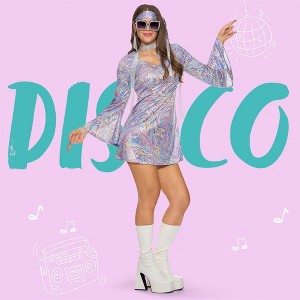 SYNCFUN 70s Costumes for Women, Purple Disco Costume with Sequin Dress, Headwear, Glasses for Halloween Party-S