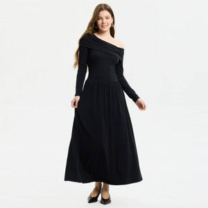 Women's Long Sleeve Midi A-Line Dress