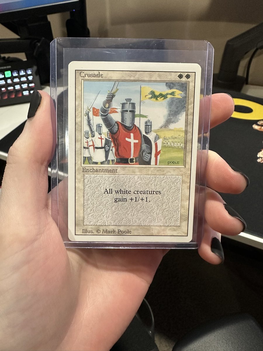 Got my hands on a MINTY copy of Revised Edition Crusade last night, one of the perma-banned from offical sale/play MTG cards. Stoked that a friend was able to hook me up