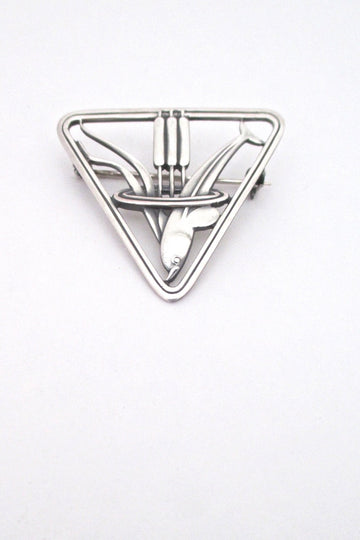 Georg Jensen Denmark vintage silver diving dolphin brooch 257 by Arno Malinowski