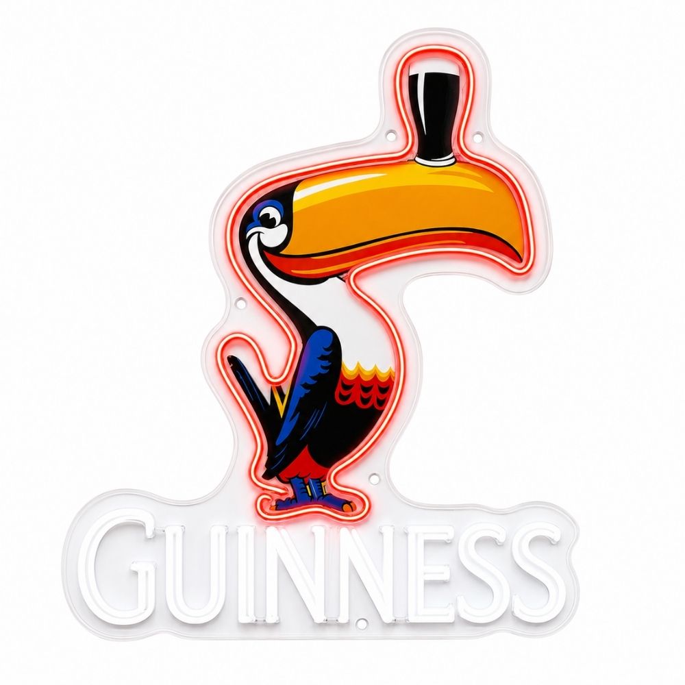 Guinness Toucan LED Wall Sign, bringing the spirit of an Irish pub to your home bar.