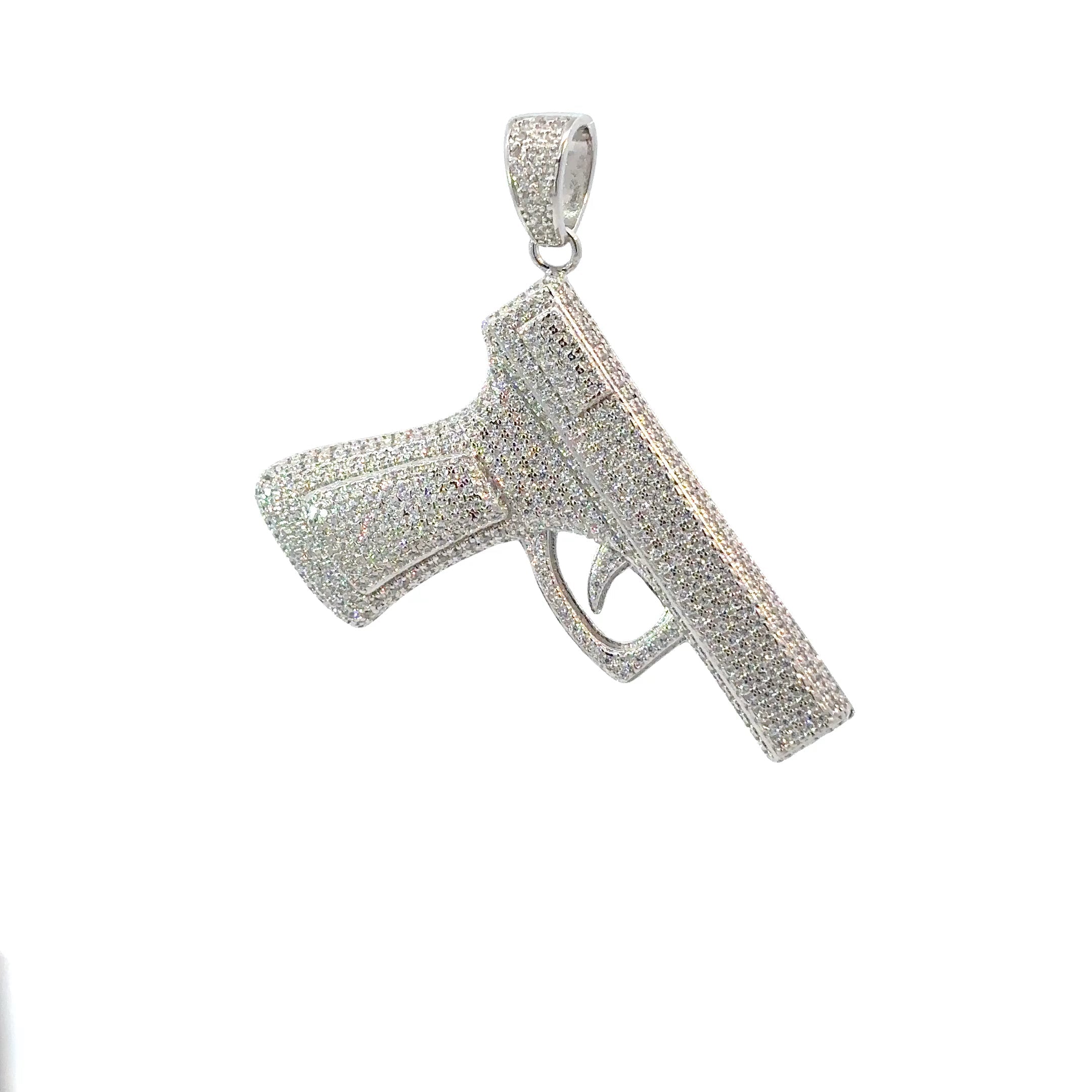 Zilveren Glock hanger met zirkonia's