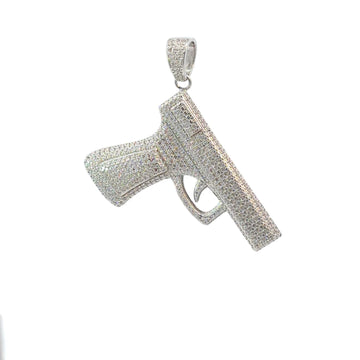 Zilveren Glock hanger met zirkonia's