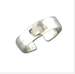 HAMMERED LOW DOME ADJUSTABLE TOE RING SILVER