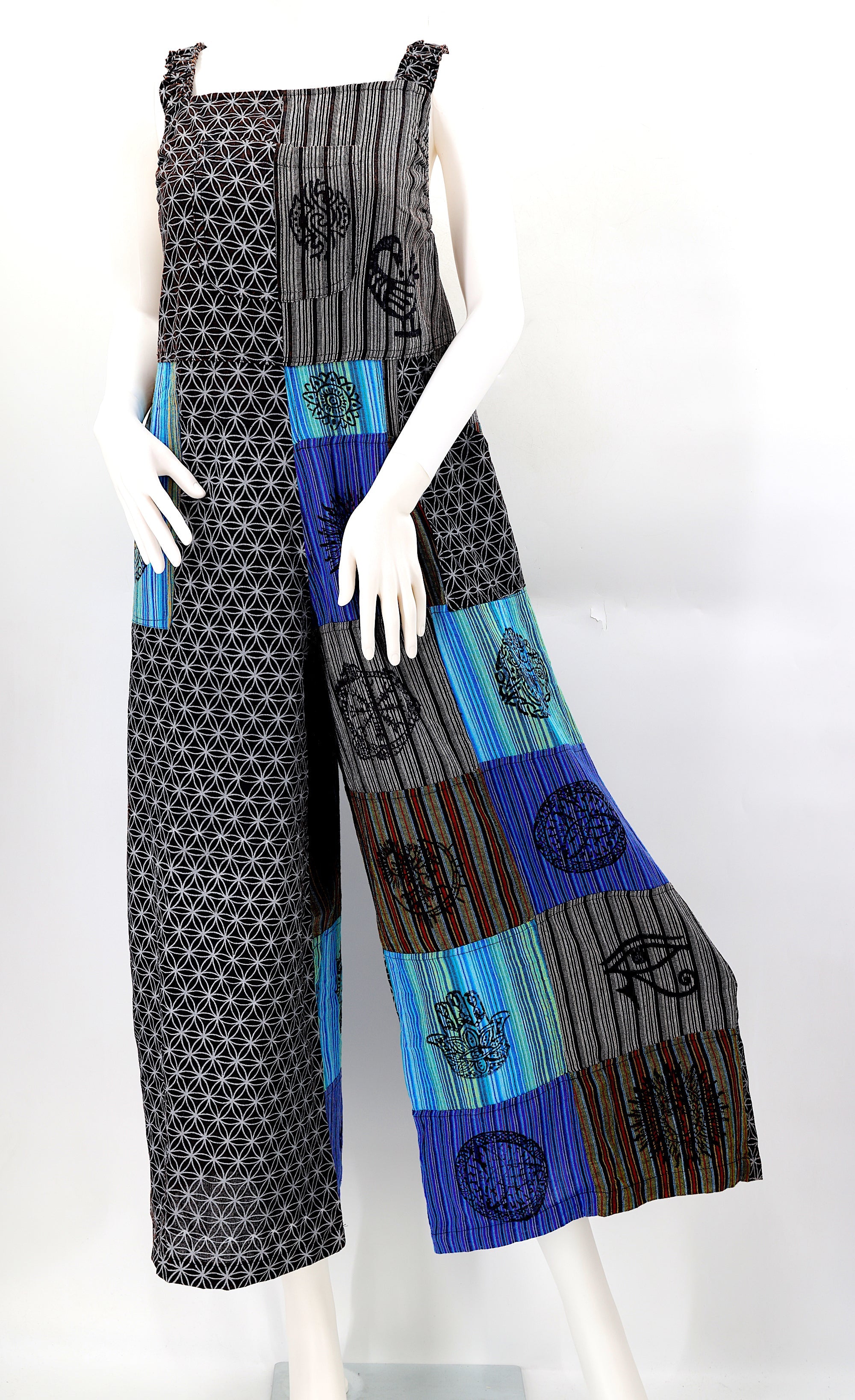 Flower of Life Pagan Symbol Overalls | Wide Leg Jumpsuit