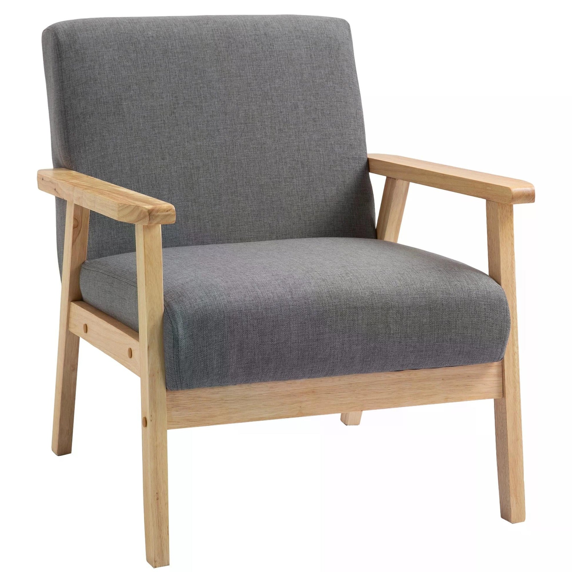 MCL Minimalistic Wooden Frame Accent Chair, with Padded Seat