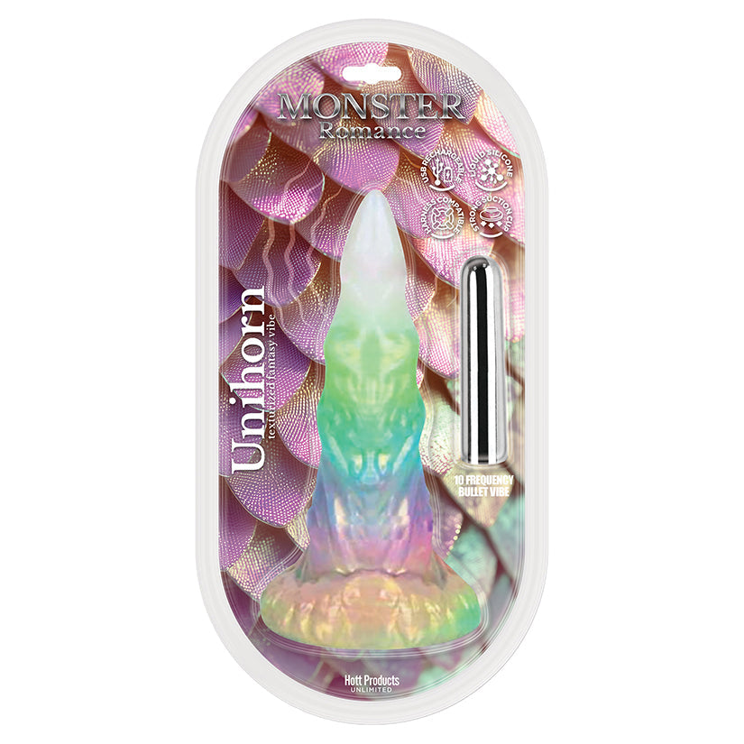 Monster Romance Unihorn Contoured Dildo with Multi-Speed Bullet