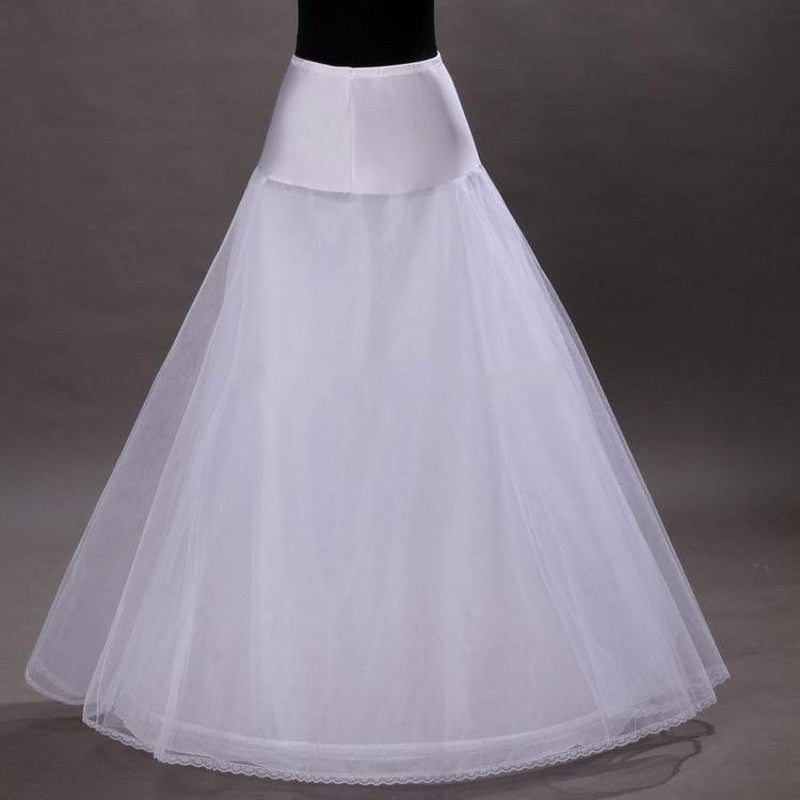 White tulle bridal petticoat with lace hem for wedding dress volume and shape