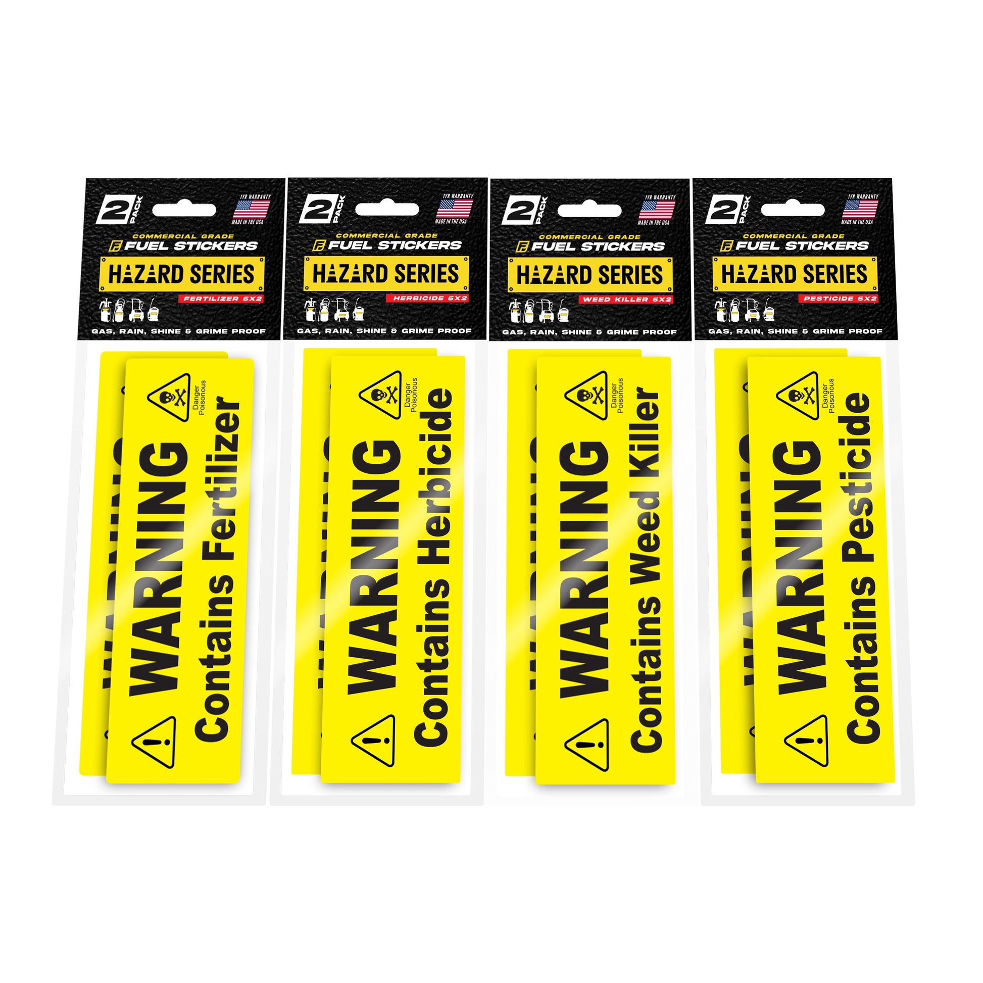 Pump Sprayer Variety Pack | Fertilizer, Herbicide, Weed Killer & Pesticide Warning Stickers | 8 Pack