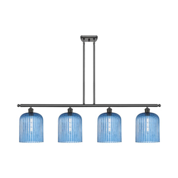 Innovations Bridal Veil 48in 4-Light Island Light | Art Nouveau Oil Rubbed Bronze and Princess Blue Glass | Kitchen Island | 48 | Model 516-4I-OB-G559-8BL
