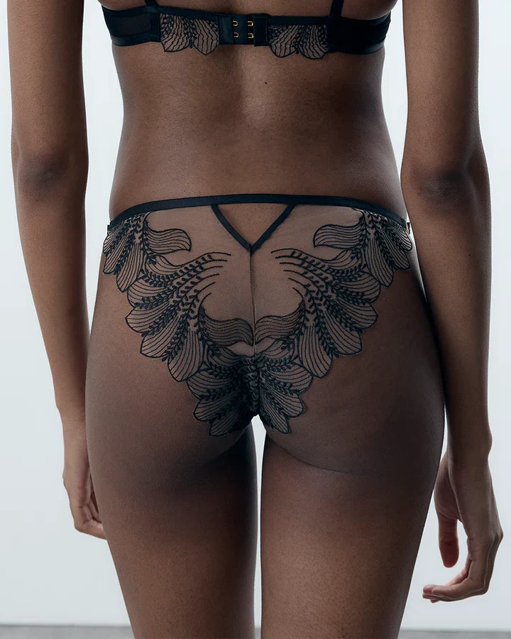 Sadiya Embroidered Sheer Brief Black