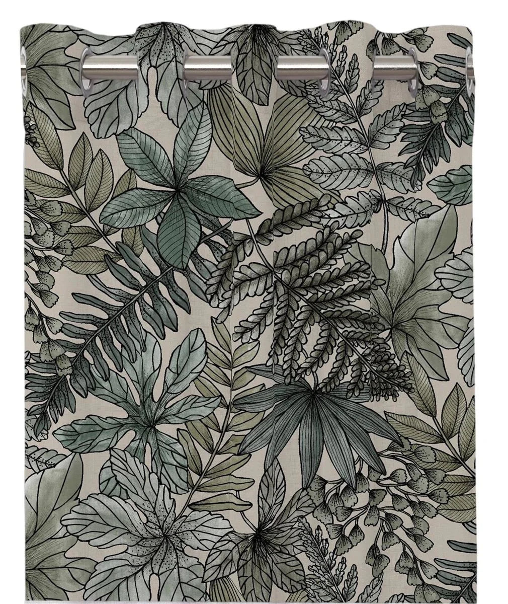 Isolde öljettlängder linne/grön.  2x140x240cm