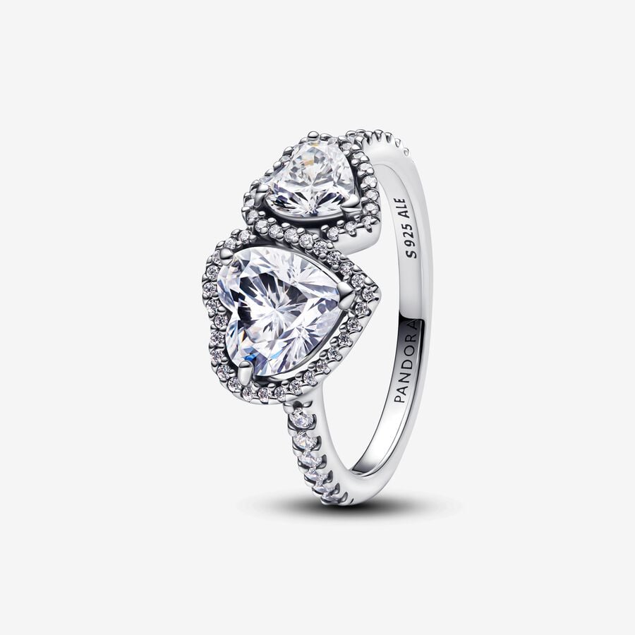 Anillo Doble Corazón Blanco