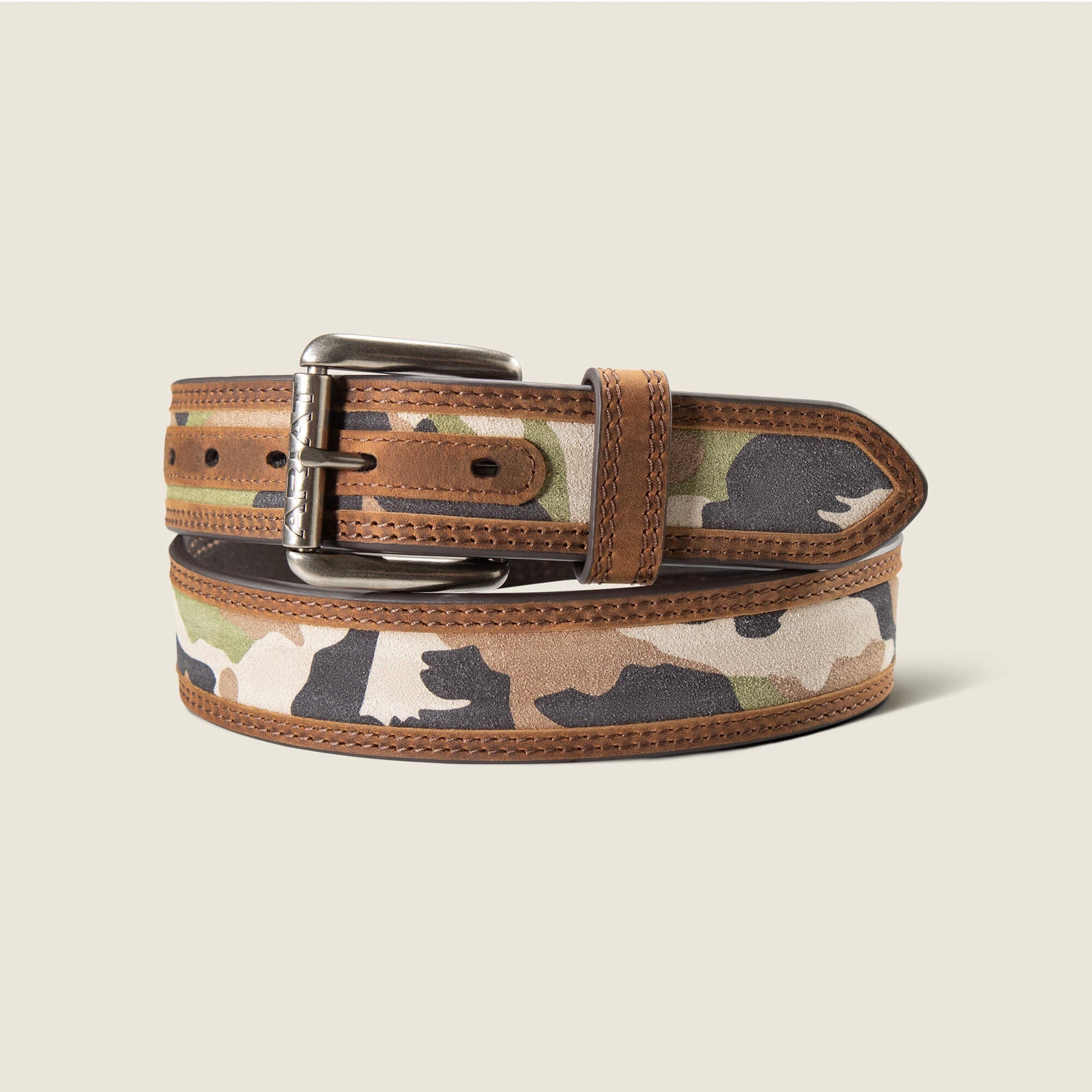 ~Ariat Work Men’s Leather Belt, Camo Inlay A1701197