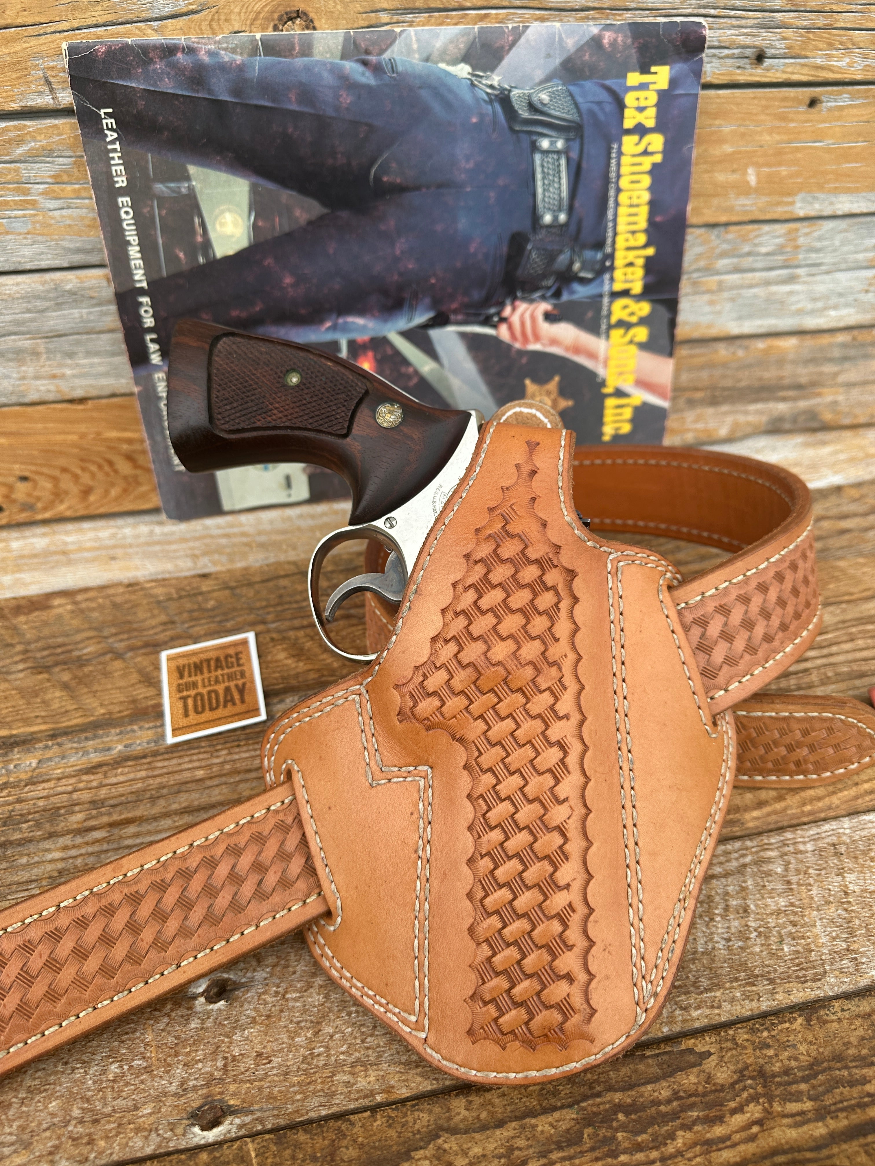 Vintage Tex Shoemaker 4PC Leather OWB Lined Holster For 4" K Frame  Revolver