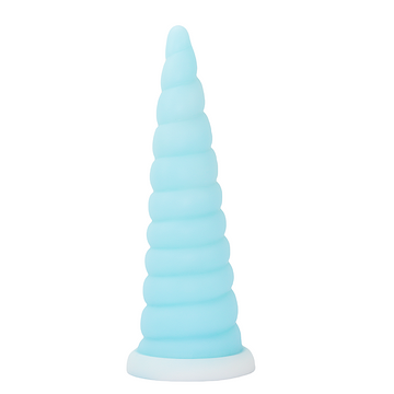 8.66 Inch Blue Ribbed Tapered Unicorn Dildo