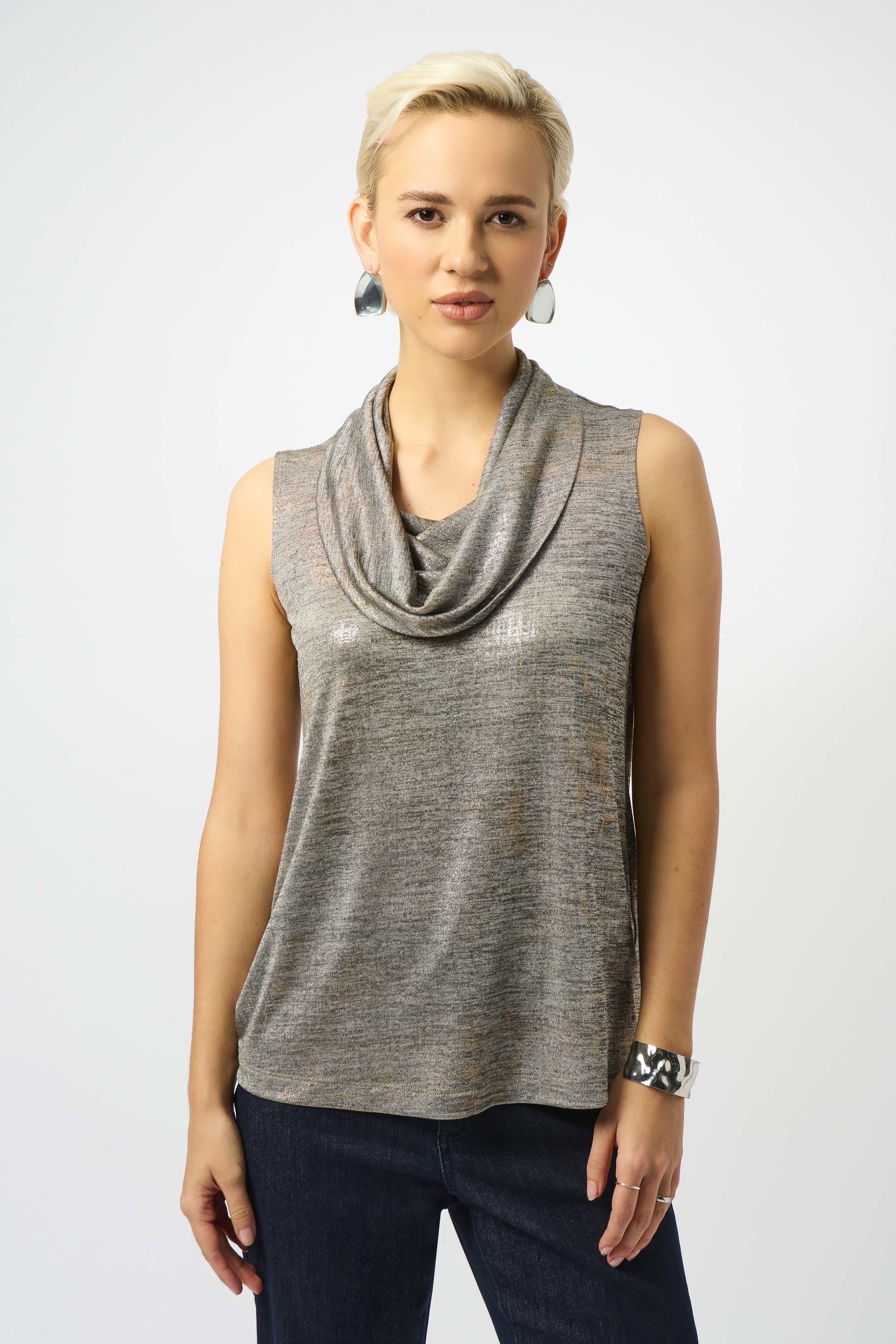 Joseph Ribkoff Foiled Melange Knit Sleeveless Top 253277