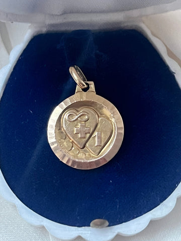 Vintage French 18k gold  "Je t'aimerai toujours plus un jour" love token