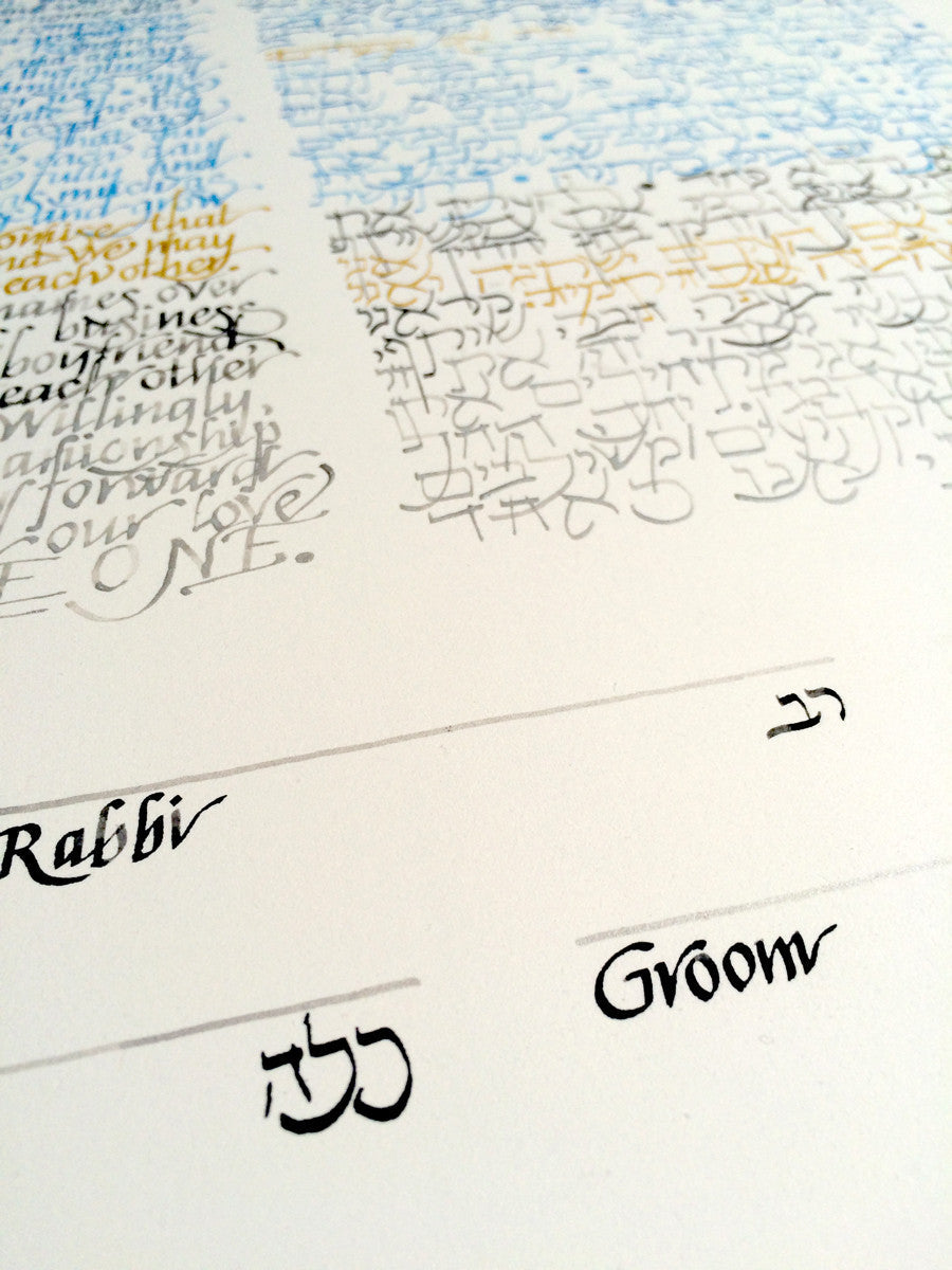 Sarah R. reserved listing --- Watercolor Calligraphy original Ketubah
