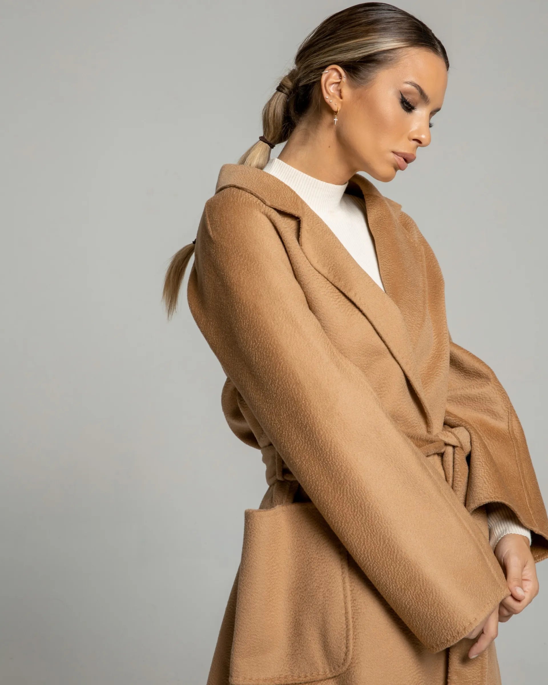 Water ripple wool coat