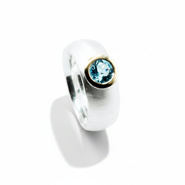Ring 925 Silber & 750 Gold mit Topas Ø 6 mm Ringweite 55