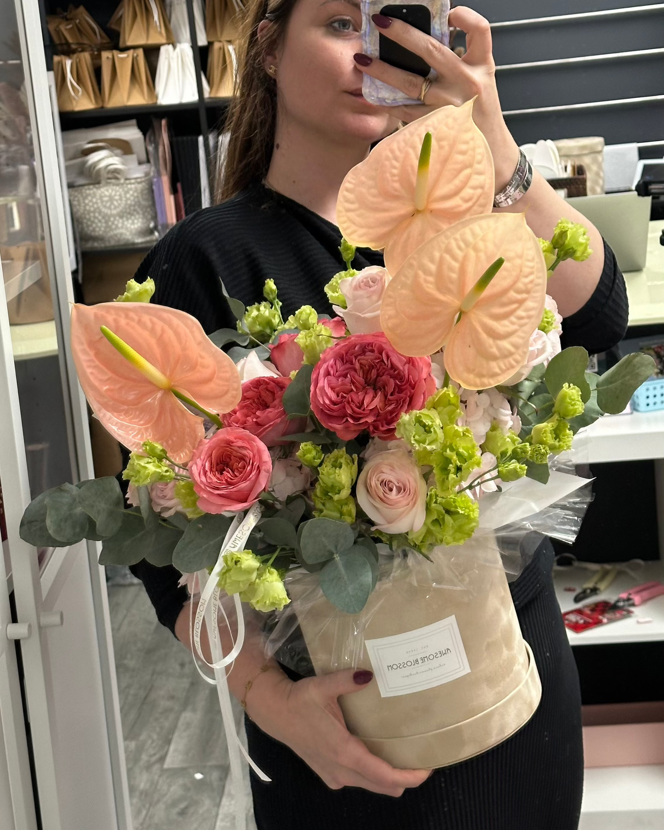 "Peach anthurium" box Anthurium Gift Box