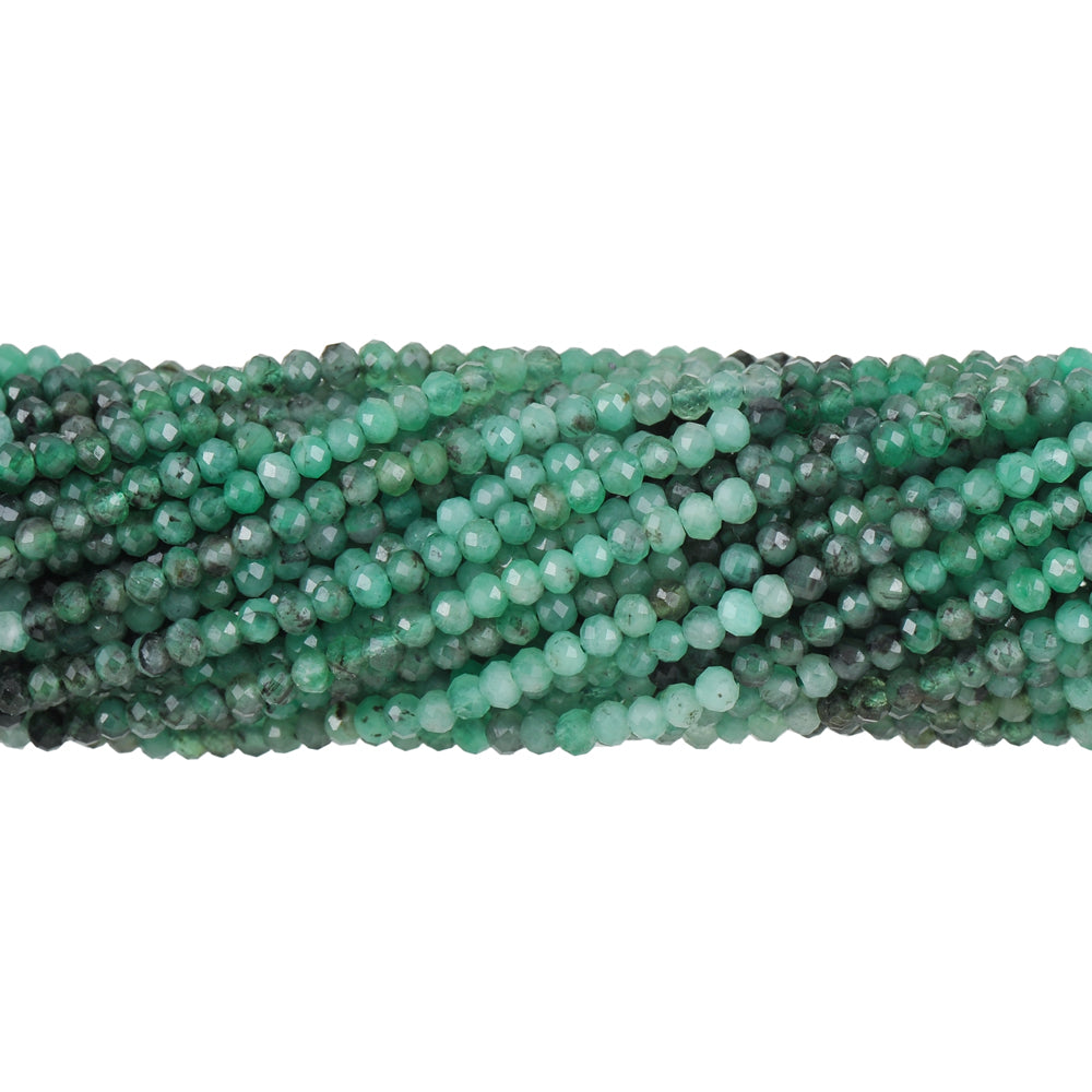 Hilo de mineral Rondelles Facetados Esmeralda matizada 2.7-2.8 mm (70% altura)