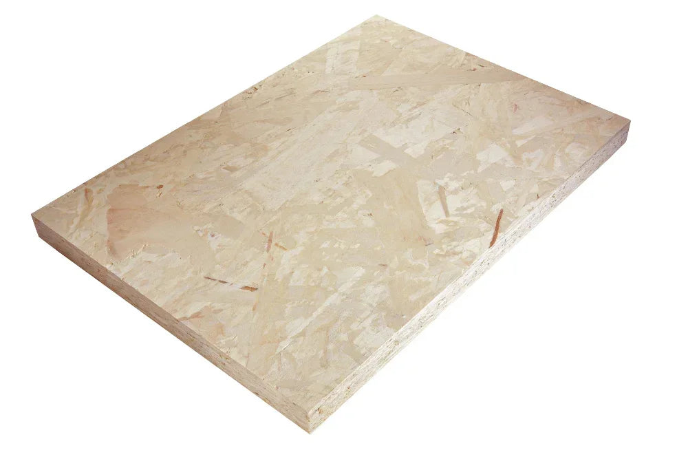Italian poplar OSB3 sheet, light-colored engineered wood, for construction or cladding